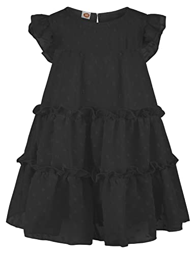 AGQT Kleinkind Mädchen Prinzessin Kleid Blumendruck Sommer Freizeit Rüschenkleid Geburtstag Chiffon Prinzessin Hochzeit Elegantes Kleid Schwarz Größ 2-3 Jahre von AGQT