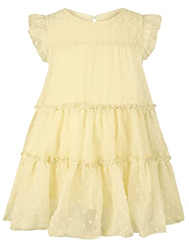 AGQT Kleinkind Mädchen Prinzessin Kleid Swiss Dots Sommer Freizeit Rüschenkleid Geburtstag Chiffon Prinzessin Hochzeit Elegantes Kleid Aprikose Größ 2-3 Jahre von AGQT