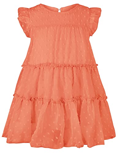 AGQT Kleinkind Mädchen Prinzessin Kleid Swiss Dots Sommer Freizeit Rüschenkleid Geburtstag Chiffon Prinzessin Hochzeit Elegantes Kleid Orange Größ 1-2 Jahre von AGQT