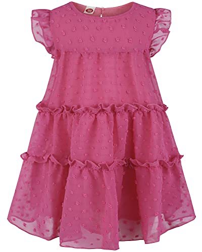 AGQT Kleinkind Mädchen Prinzessin Kleid Swiss Dots Sommer Freizeit Rüschenkleid Geburtstag Chiffon Prinzessin Hochzeit Elegantes Kleid Rosenrot Größ 4-5 Jahre von AGQT