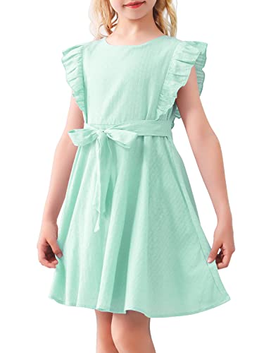 AGQT Mädchen Kleid Rüschenarm Sommer A-Linie Freizeit Kleid Prinzessin Kleider ärmellos Skaterkleid Schwarz 2-3Jahre von AGQT