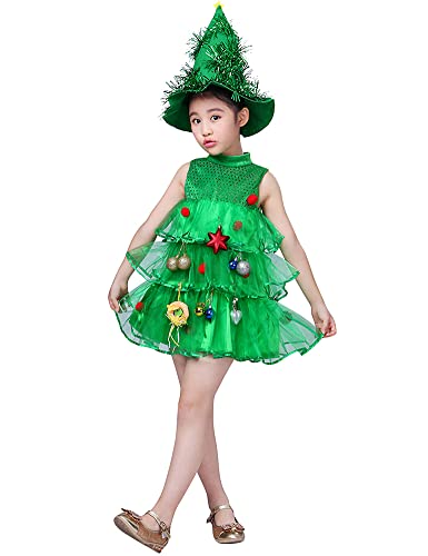 AGQT Mädchen Kleid Weihnachtskleider Weihnachten Ärmellos Party Kleid Weihnachtsmütze Kleinkinder Tutu Kleid Kleidung Set Größe 2-3 Jahr(100) von AGQT