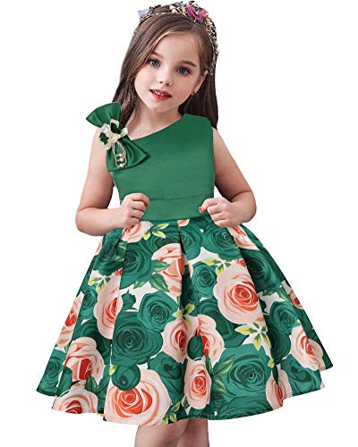 AGQT Mädchen Kleider,Elegant Partykleid Blumenmädchen Kleid Abendkleider Brautkleid Formell Hochzeitskleider Festliches Geburtstag Prinzessin Kleid für Kinder Grün 5-6Jahre von AGQT