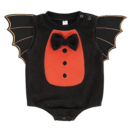 AGQT Neugeboren Baby Halloween Fledermaus Strampler Outfits Baby Halloween Kostüme Jungen Strampler Overall Babykleidung Schwarz Größe 12–18 Monate von AGQT