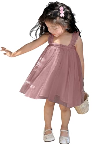 AGQT Baby Mädchen Tüll Kleid,Kleinkind Partykleid Ärmelloses Tutu Geburtstag Kleid Rosa-Spitze Blumenmädchen Kleid,Größe 2-3 Jahre von AGQT