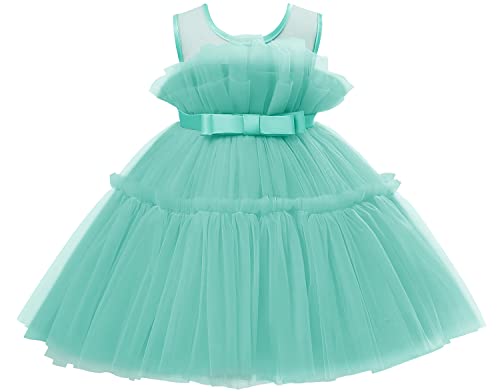 AGQT Prinzessin Kleid Mädchen Baby Kleid Kleider Tutu Tüll Festliches Geburtstag Party Kleid Hellgrün Größe 3-4Jahre von AGQT