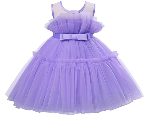 AGQT Prinzessin Kleid Mädchen Baby Kleid Kleider Tutu Tüll Festliches Geburtstag Party Kleid Violett Größe 18-24 Monate von AGQT