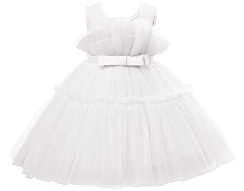 AGQT Prinzessin Kleid Mädchen Baby Kleid Kleider Tutu Tüll Festliches Geburtstag Party Kleid Weiß Größe 18-24 Monate von AGQT