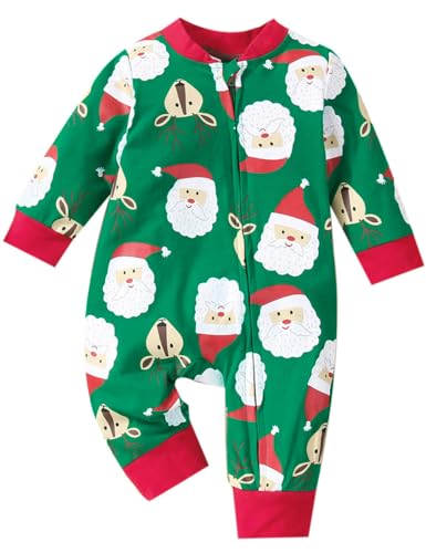 AGQT Weihnachtskostüme für Baby Jungen Weihnachtsmann Strampler Baby Weihnachten Jumpsuit grün und weiß 9-12 Monate von AGQT