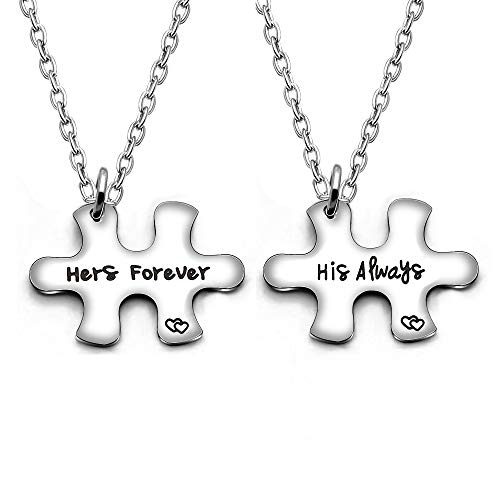 Paar-Anhänger Halskette Puzzles Valentinstag Geburtstagsgeschenk Freund Freundin Schmuck-Set 2-teilig – His Always Her Forever von AGR8T