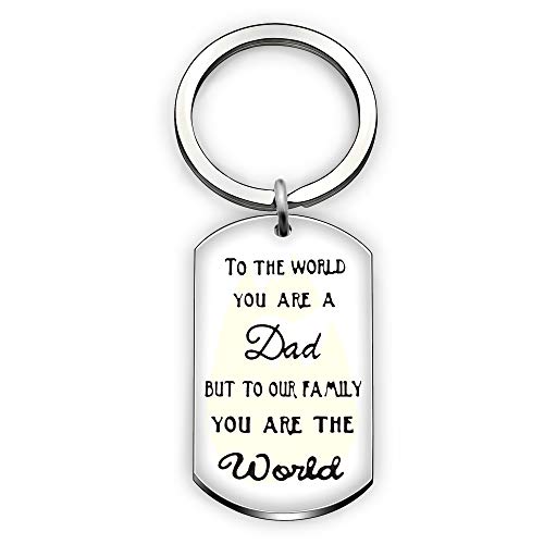 Schlüsselanhänger für Vatertag, Vatertag, Geschenke für Vater, Papa, Familie, Schlüsselhalter – To The World You Are A Dad But To Our Family You Are The World, silber von AGR8T