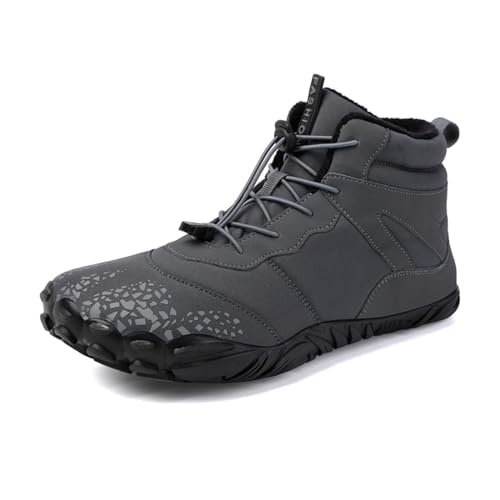 AGRIBO Barfußschuhe Winter, Outdoor Barfußschuhe Herren Damen Herbst Winter, Rutschfeste Und Wasserdichte Winterstiefel (Grau,39EU) von AGRIBO