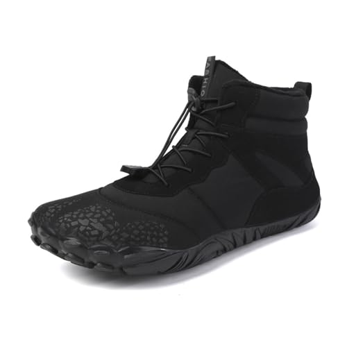 AGRIBO Barfußschuhe Winter, Outdoor Barfußschuhe Herren Damen Herbst Winter, Rutschfeste Und Wasserdichte Winterstiefel (Schwarz,40EU) von AGRIBO