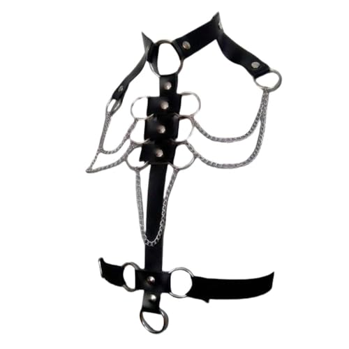 Frauen Gürtel Leder Taille Brust Kette Strap-on Unterwäsche O-Ring Rave Club Halloween Party Weihnachten Körper Accessoires Goth Punk von AGRIBO