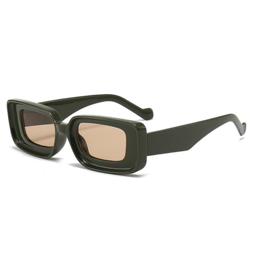 AGRIEVE Candy Color Rechteckige Sonnenbrille für Damen, Vintage, Herren, trendige Champagner-Punk-Sonnenbrille, Dunkelgrün, Champagner, Einheitsgröße von AGRIEVE