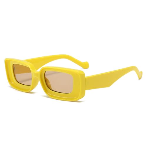 AGRIEVE Candy Color Rechteckige Sonnenbrille für Damen, Vintage, Herren, trendige Champagner-Punk-Sonnenbrille, Gelber Champagner, Einheitsgröße von AGRIEVE