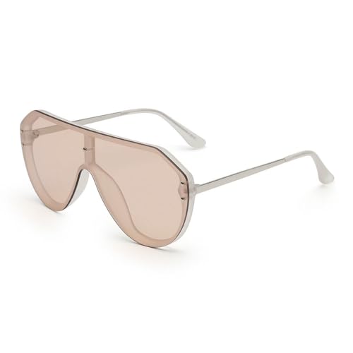 AGRIEVE Damen Herren Shield Sonnenbrille, übergroße Spiegel-Sonnenbrille für Damen und Herren, UV400, hellbraun, Einheitsgröße von AGRIEVE