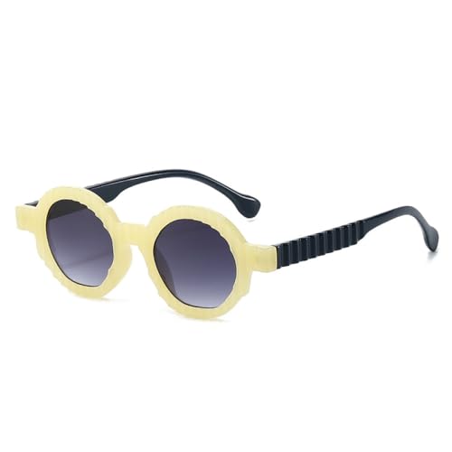 AGRIEVE Einzigartige runde Sonnenbrille für Damen, modisch, zweifarbig, UV400, für Herren, Punk-Trend, Sonnenbrille mit Farbverlauf, Beige, Schwarz, Grau, Einheitsgröße von AGRIEVE