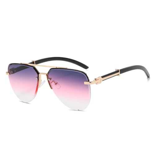 AGRIEVE Halbrahmen-Brille mit geschliffenen Kanten, für Damen, Outdoor, Autofahren, Angeln, Punk-Metall-Sonnenbrille für Herren, UV400, Gold, Grau, Rosa, wie auf dem Bild gezeigt von AGRIEVE