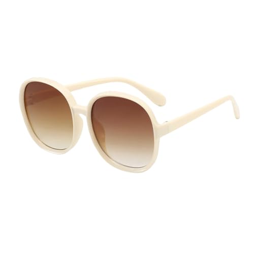 AGRIEVE Klassische Damen-Sonnenbrille aus Kunststoff, übergroßer runder Rahmen, luxuriöse Damenbrille, große Schattierungen, Beige / Braun, Einheitsgröße von AGRIEVE