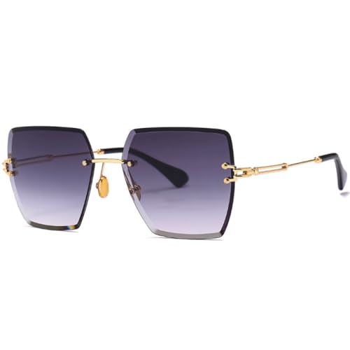 AGRIEVE Klassische randlose quadratische Sonnenbrille für Damen, modischer Farbverlauf, UV400, Grauer Farbverlauf, Einheitsgröße von AGRIEVE