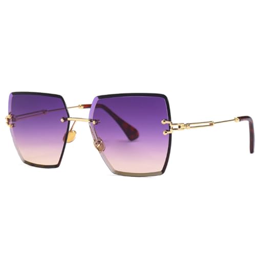 AGRIEVE Klassische randlose quadratische Sonnenbrille für Damen, modischer Farbverlauf, UV400, Violetter Farbverlauf, Einheitsgröße von AGRIEVE