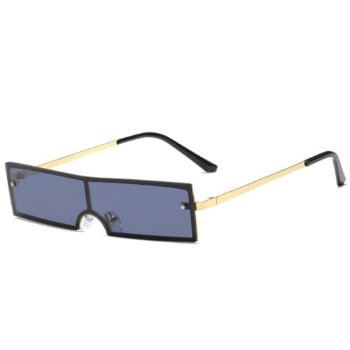 AGRIEVE Kleine Sonnenbrille im rechteckigen Stil, quadratisch, stilvoll, schmaler Metallrahmen, Sonnenbrille, UV400, Sportbrille für Männer und Frauen, UV400, Gold, Schwarz, Grau, Einheitsgröße von AGRIEVE