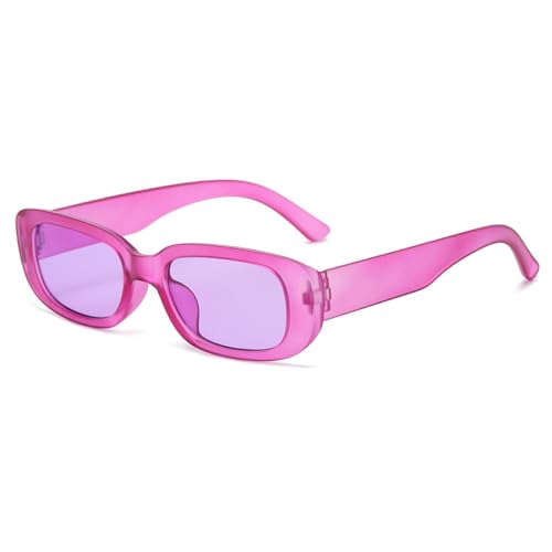 AGRIEVE Kleine Sonnenbrille mit rechteckigem Rahmen für Damen und Herren, klare Bonbonfarbe, modische Sonnenbrille, Vintage-Outdoor-Brille, UV400, Klares Lila, Einheitsgröße von AGRIEVE