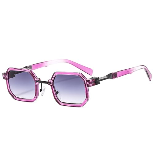 AGRIEVE Kleine quadratische Punk-Sonnenbrille für Damen, modisch, zweifarbig, UV400-Schutz, Sonnenbrille mit Farbverlauf für Herren, Violett-Grau, Einheitsgröße von AGRIEVE