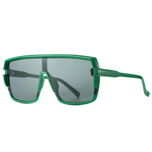 AGRIEVE Luxuriöse, übergroße, einteilige Sonnenbrille für Damen und Herren, trendige Sonnenbrille im Vintage-Stil, Sportbrille, Schatten, Grün Grün, Einheitsgröße von AGRIEVE