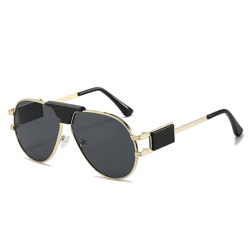 AGRIEVE Luxuriöse Sonnenbrille für Herren, zum Autofahren, Sonnenbrille für Männer und Frauen, Vintage, schwarze Sonnenbrille, UV400, Gold/Schwarz, Einheitsgröße von AGRIEVE