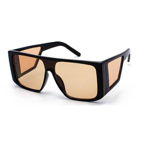 AGRIEVE Luxuriöse quadratische Punk-Sonnenbrille, Schutzbrille, für Damen und Herren, modische Sonnenbrille mit großem Rahmen, übergroße Farbverlaufsbrille, Schwarz, Hellbraun, Einheitsgröße von AGRIEVE