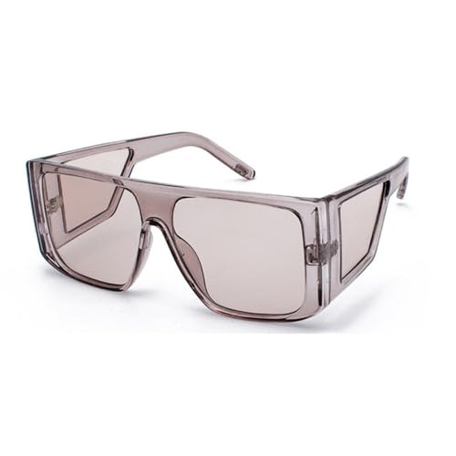 AGRIEVE Luxuriöse quadratische Punk-Sonnenbrille, Schutzbrille für Damen und Herren, modische Sonnenbrille mit großem Rahmen, übergroße Farbverlaufsbrille, Hellbraun, Einheitsgröße von AGRIEVE