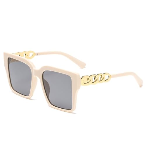 AGRIEVE Luxus-Sonnenbrille für Damen, modisch, quadratisch, übergroße Brillenschirme für Damen, blau-rosa Farbverlaufs-Sonnenbrille, Beige, Einheitsgröße von AGRIEVE