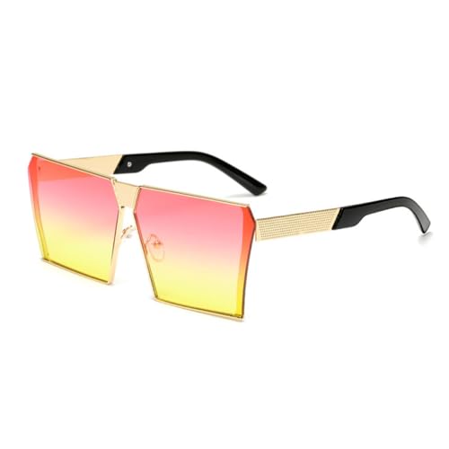 AGRIEVE Metall quadratische Sonnenbrille Damen Herren Mode Big Frame Goggle Sonnenbrille Damen Vintage Brillen, Gold, Rot Gelb, Einheitsgröße von AGRIEVE