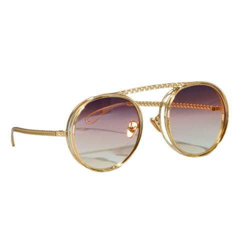 AGRIEVE Metallkette Sonnenbrille Herren Damen Steampunk Retro Flat Top Shades UV400 Vintage Brille, Farbverlauf Lila, Einheitsgröße von AGRIEVE