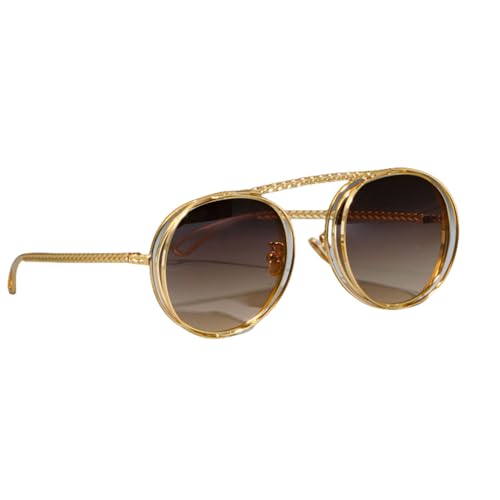 AGRIEVE Metallkette Sonnenbrille Herren Damen Steampunk Retro Flat Top Shades UV400 Vintage Brille, goldbraun, Einheitsgröße von AGRIEVE