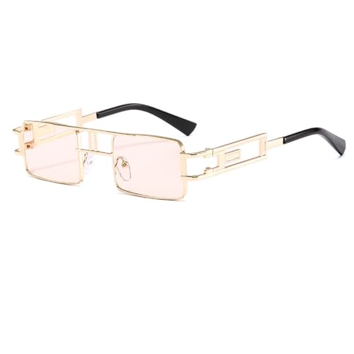 AGRIEVE Mode Rechteck Sonnenbrille Frauen Männer Kleine Schattierungen Schwarz Steampunk Sonnenbrille Für Weibliche Brillen UV400, C8 Gold Hellbraun, Einheitsgröße von AGRIEVE