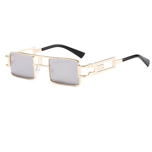 AGRIEVE Mode Rechteck Sonnenbrille Frauen Männer Kleine Schattierungen Schwarz Steampunk Sonnenbrille Für Weibliche Brillen UV400, C9 Gold Silber, Einheitsgröße von AGRIEVE