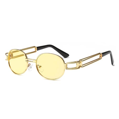 AGRIEVE Mode Runde Sonnenbrille Frauen Männer Vintage Metallrahmen Steampunk Sonnenbrille Männer Shades UV400, C5 Gold, Gelb, Einheitsgröße von AGRIEVE