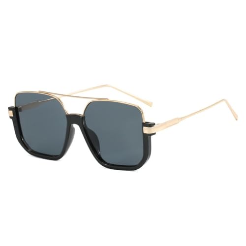 AGRIEVE Modische Sommer-Sonnenbrille ohne Rand für Damen und Herren, Retro, quadratischer Rahmen, Doppelsteg, Sonnenbrille, UV400-Schutz, Gold/Schwarz, Einheitsgröße von AGRIEVE