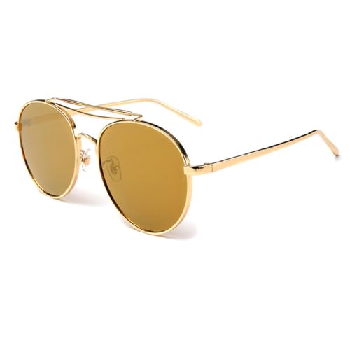 AGRIEVE Modische Sonnenbrillen für Herren und Damen, coole flache Oberseite, Sonnenbrille für Damen, Metallrahmen, Qualität, Gold, Einheitsgröße von AGRIEVE