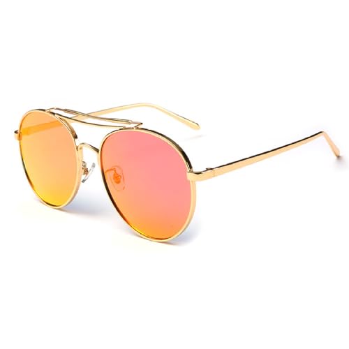 AGRIEVE Modische Sonnenbrillen für Herren und Damen, coole flache Oberseite, Sonnenbrille für Damen, Metallrahmen, Qualität, Gold/Rot, Einheitsgröße von AGRIEVE