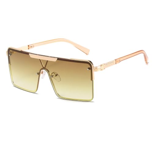 AGRIEVE Modische einteilige Sonnenbrille für Herren und Damen, übergroße Vintage-Sonnenbrille, Metallbrille für Damen, Goldbraun, Einheitsgröße von AGRIEVE