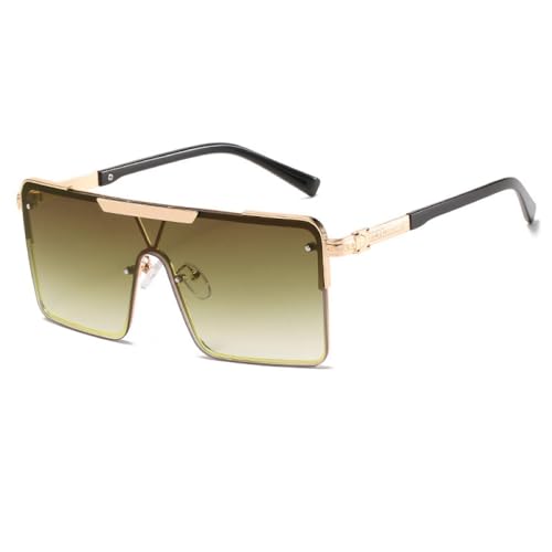 AGRIEVE Modische einteilige Sonnenbrille für Herren und Damen, übergroße Vintage-Sonnenbrillen aus Metall für Damen, Gold, Grau, Braun, Einheitsgröße von AGRIEVE