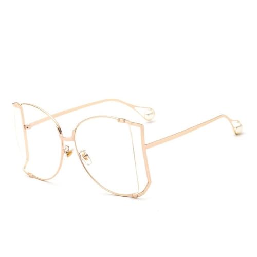 AGRIEVE Modische gelbe quadratische Sonnenbrille für Damen, luxuriöse, übergroße Sonnenbrillen mit Perlen, schicke Sonnenbrille für Damen und Herren, Gold, transparent, Einheitsgröße von AGRIEVE