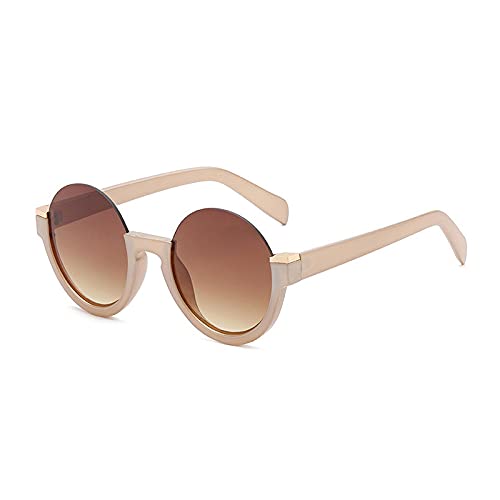 AGRIEVE Modische halbrandlose runde Damen-Sonnenbrille mit Farbverlauf, Retro-Sonnenbrille mit klaren Gläsern, Rahmenschirme UV400, Champagnertee, Einheitsgröße von AGRIEVE