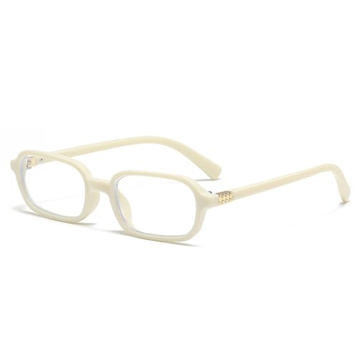 AGRIEVE Modische kleine rechteckige Sonnenbrille für Damen, UV400, Retro, klare Gläser, Brillengestell für Herren, Beige, klar, Einheitsgröße von AGRIEVE