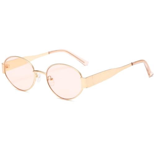 AGRIEVE Modische ovale Sonnenbrille für Damen und Herren, luxuriös, klassisch, Vintage, kleine Retro-Sonnenbrille mit Metallrahmen, UV400-Schutz, C3, Einheitsgröße von AGRIEVE