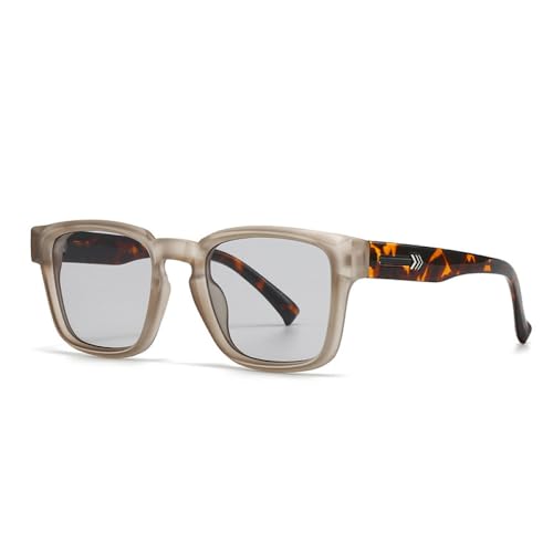 AGRIEVE Modische quadratische Sonnenbrille für Damen, Farbverlauf, UV400, Retro-Nieten, trendige Sonnenbrille für Herren, Champagner, Hellgrau, Einheitsgröße von AGRIEVE